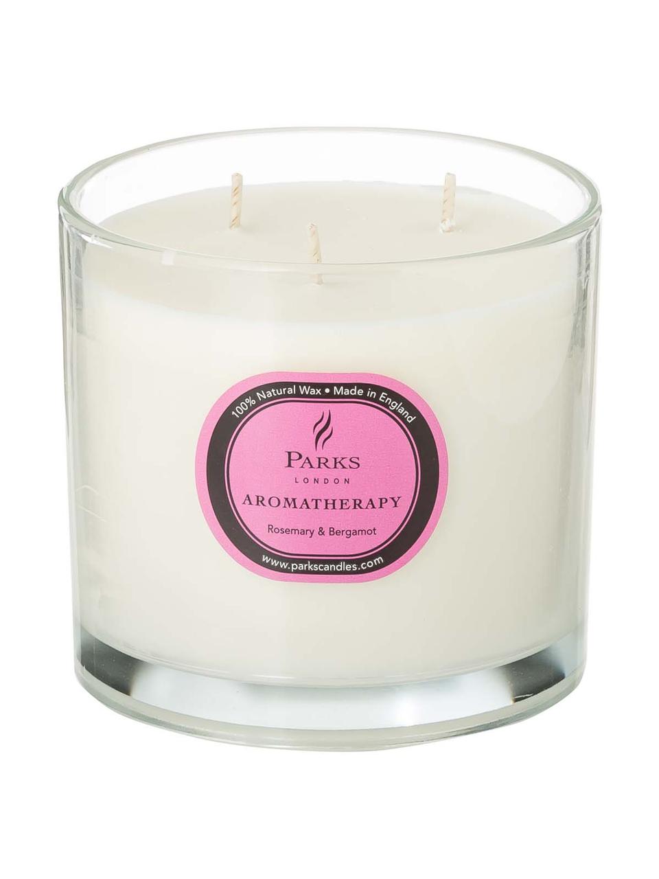 3-lonts-geurkaars Aromatherapy (rozemarijn & bergamot), Houder: glas, Wit, roze, Ø 12 x H 11 cm