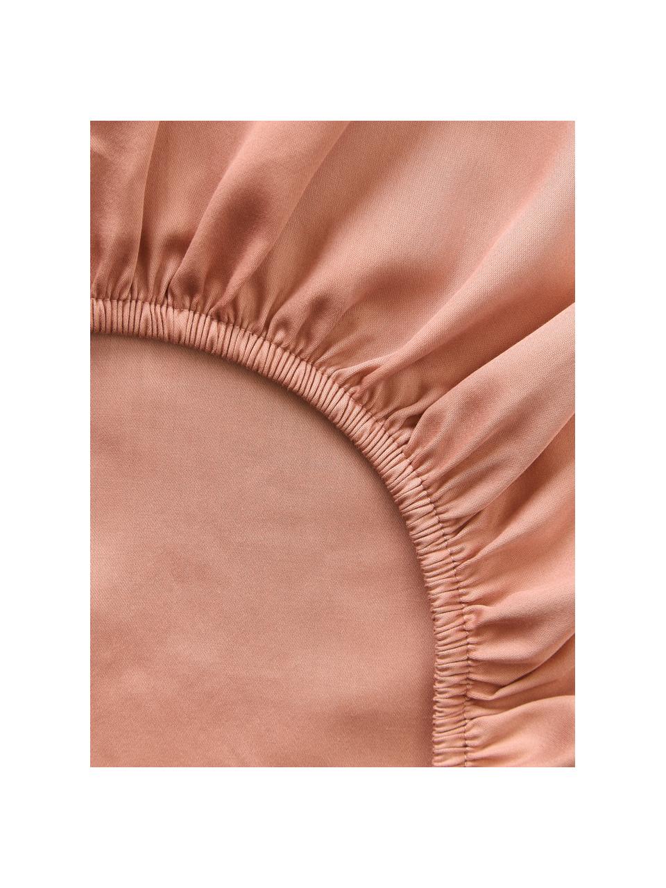 Drap-housse en satin de coton Comfort, Vieux rose, larg. 90 x long. 200 cm, haut. 25 cm