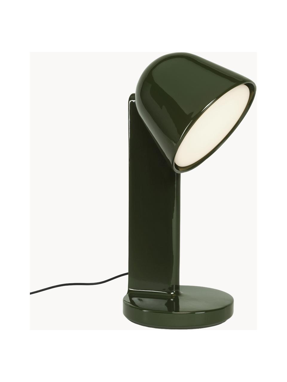 Grande lampe à poser artisanale Ceramique Down, Céramique, Vert foncé, Ø 24 x haut. 49 cm