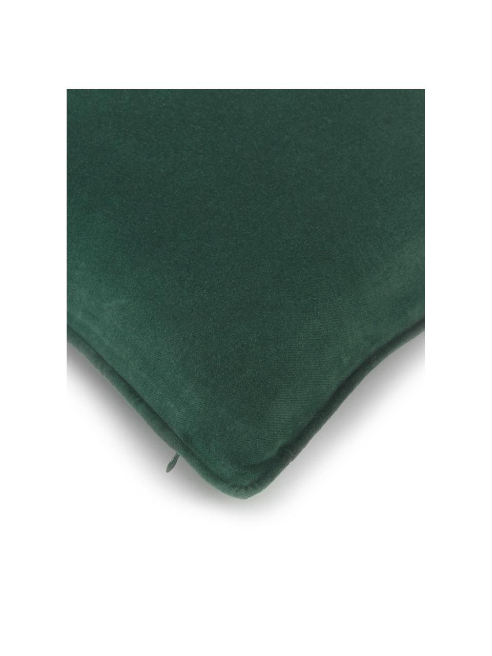 Einfarbige Samt-Kissenhülle Dana, 100% Baumwollsamt, Smaragdgrün, B 30 x L 50 cm