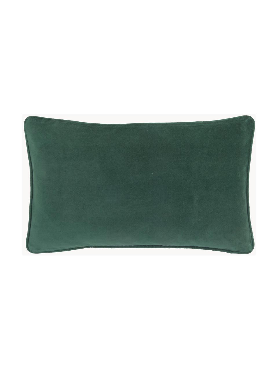 Funda de cojín de terciopelo Dana, 100% terciopelo de algodón, Verde oscuro, An 30 x L 50 cm