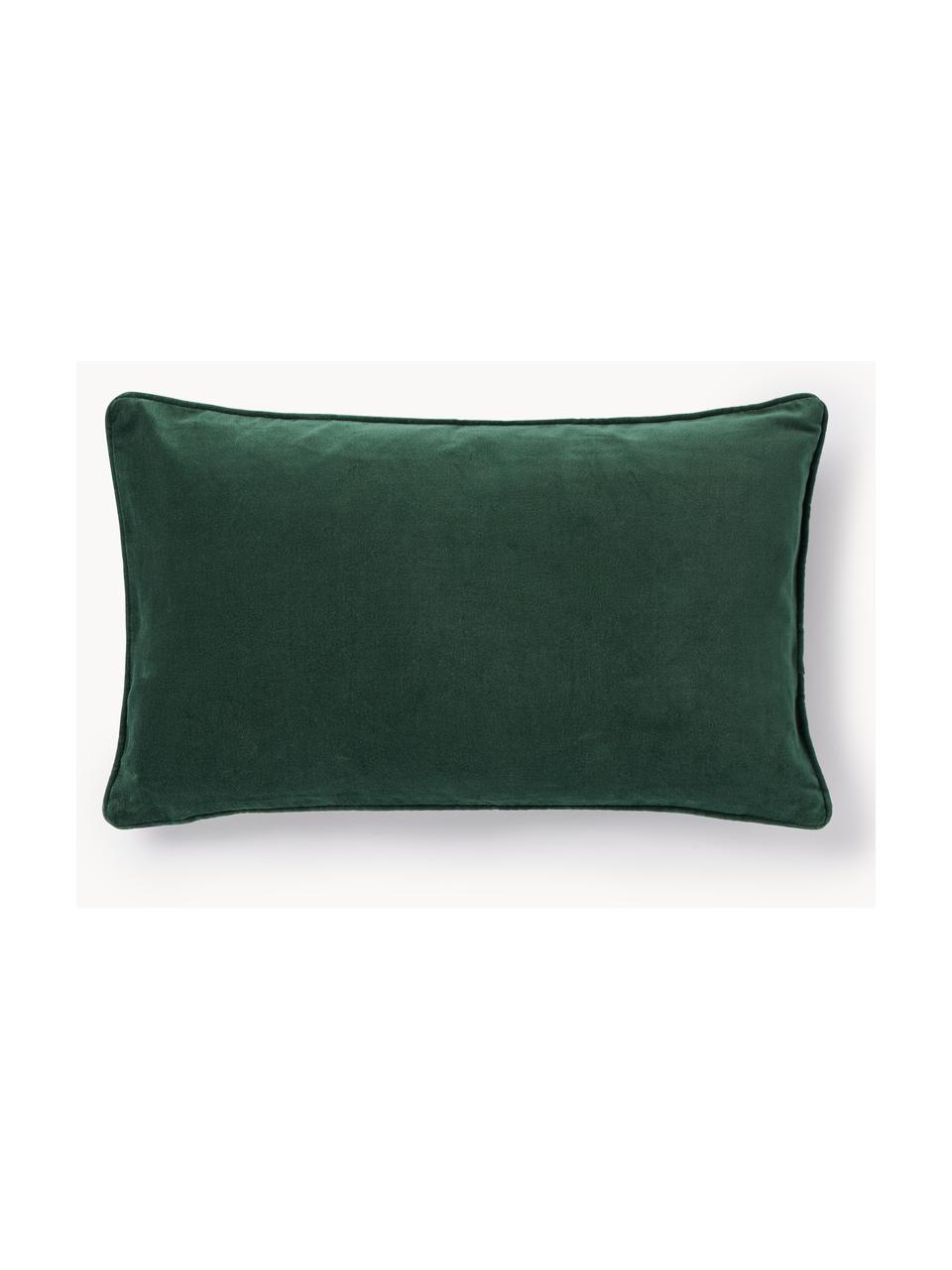 Copricuscino in velluto Dana, 100% velluto di cotone, Verde scuro, Larg. 30 x Lung. 50 cm