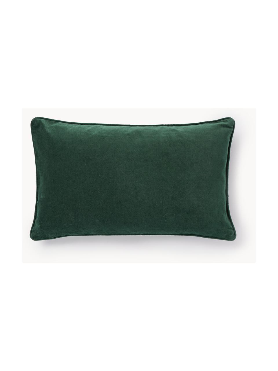 Poszewka na poduszkę z aksamitu Dana, 100% aksamit bawełniany, Ciemny zielony, S 30 x D 50 cm