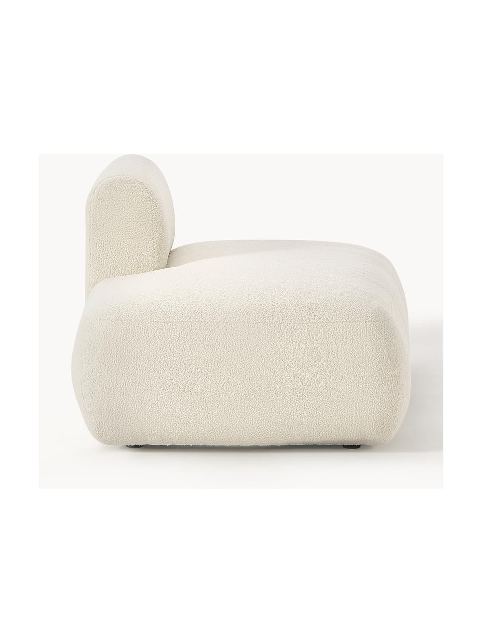 Pouf componibile in teddy Sofia, Rivestimento: teddy (100% polipropilene, Struttura: legno di abete rosso, tru, Piedini: plastica Il materiale uti, Teddy bianco latte, Larg. 159 x Prof. 103 cm, schienale a sinistra