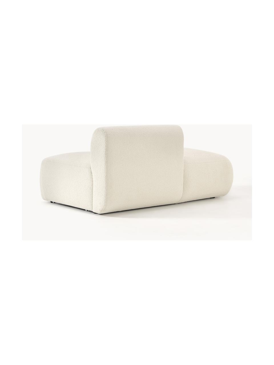 Pouf componibile in teddy Sofia, Rivestimento: teddy (100% polipropilene, Struttura: legno di abete rosso, tru, Piedini: plastica Il materiale uti, Teddy bianco latte, Larg. 159 x Prof. 103 cm, schienale a sinistra