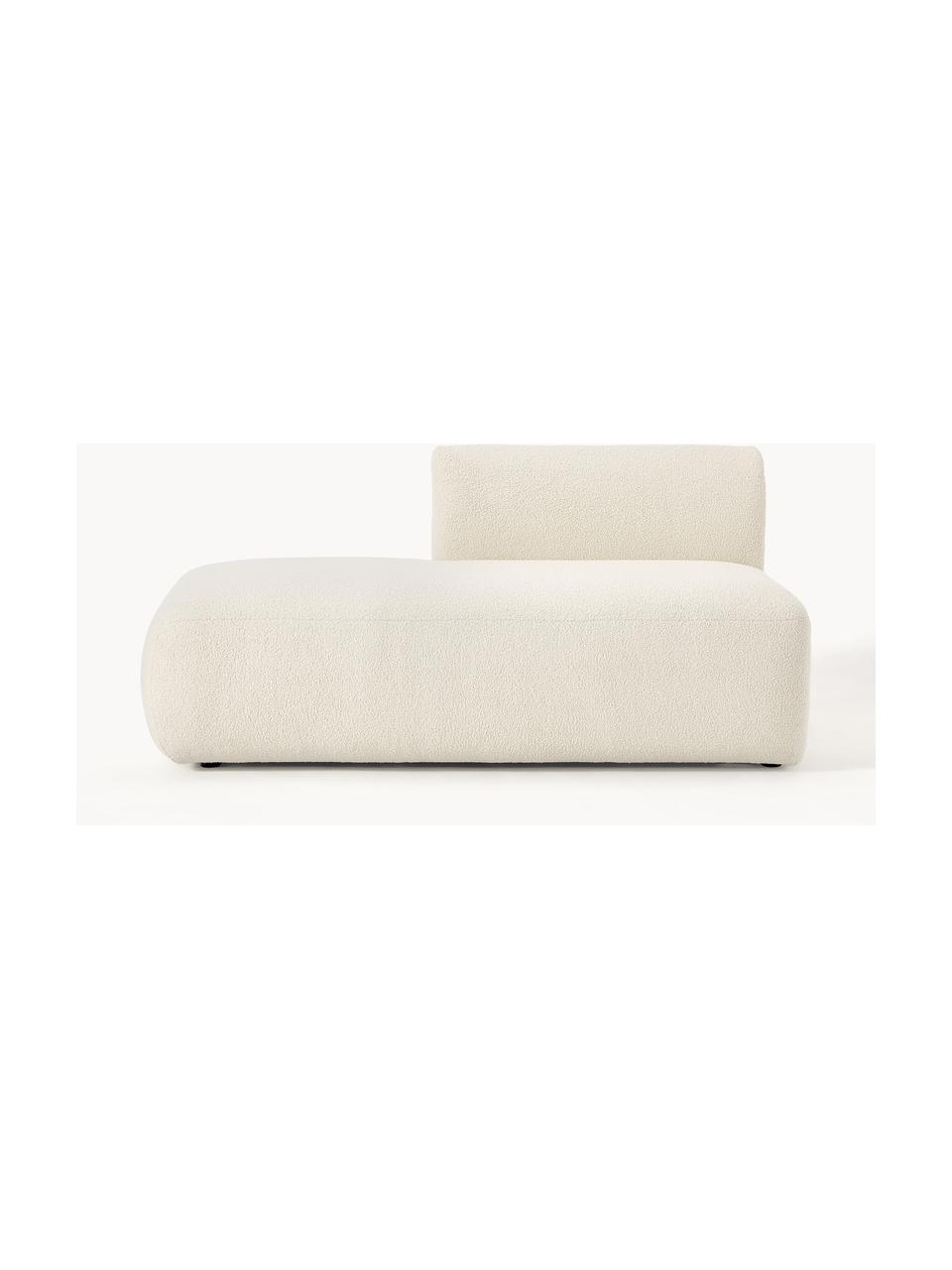 Pouf componibile in teddy Sofia, Rivestimento: teddy (100% polipropilene, Struttura: legno di abete rosso, tru, Piedini: plastica Il materiale uti, Teddy bianco latte, Larg. 159 x Prof. 103 cm, schienale a sinistra