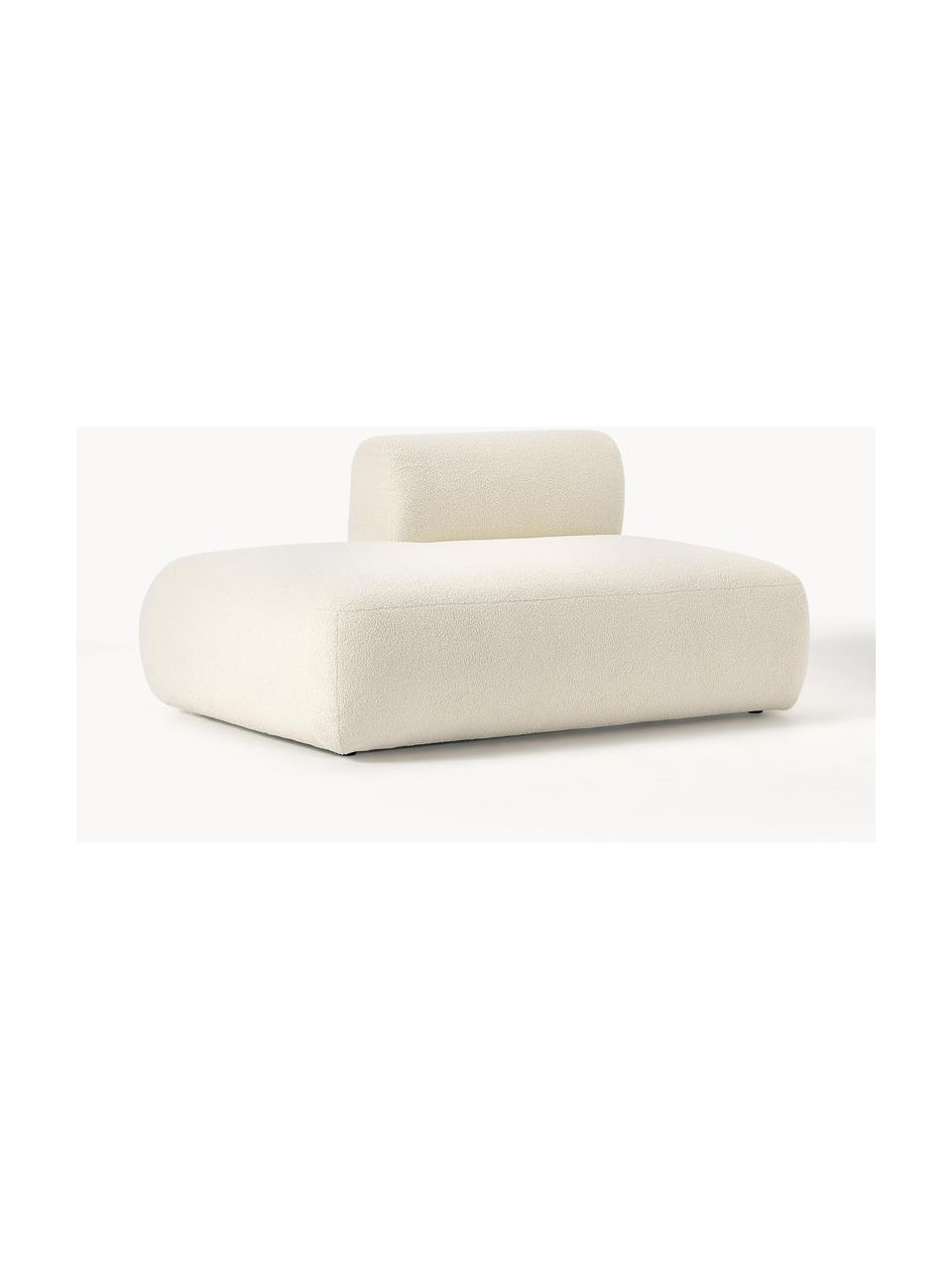 Pouf componibile in teddy Sofia, Rivestimento: teddy (100% polipropilene, Struttura: legno di abete rosso, tru, Piedini: plastica Il materiale uti, Teddy bianco latte, Larg. 159 x Prof. 103 cm, schienale a sinistra