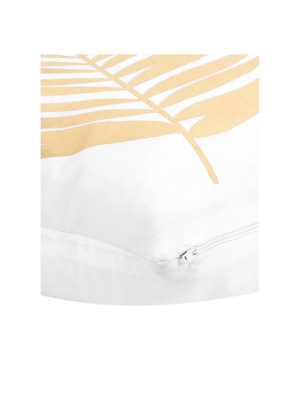 Witte kussenhoes licht met gouden opdruk, 100% katoen, Wit, goudkleurig, B 40 x L 40 cm