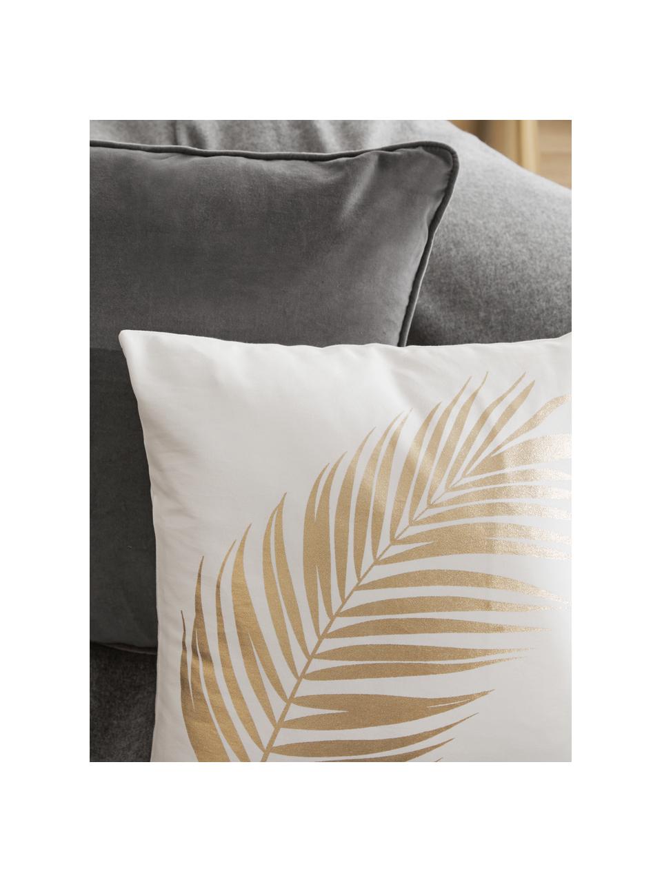 Poszewka na poduszkę Light, 100% bawełna, Biały, odcienie złotego, S 40 x D 40 cm