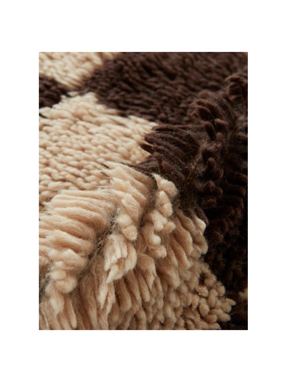 Handgewebter Hochflor-Teppich Sid, 20 % Wolle, 80 % Baumwolle, Hellbeige, Dunkelbraun, B 200 x L 300 cm (Grösse L)
