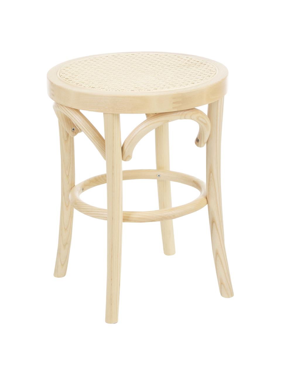 Hocker Franz mit Wiener Geflecht, Sitzfläche: Rattan, Gestell: Buchenholz, massiv, Helles Holz, Ø 36 x H 45 cm