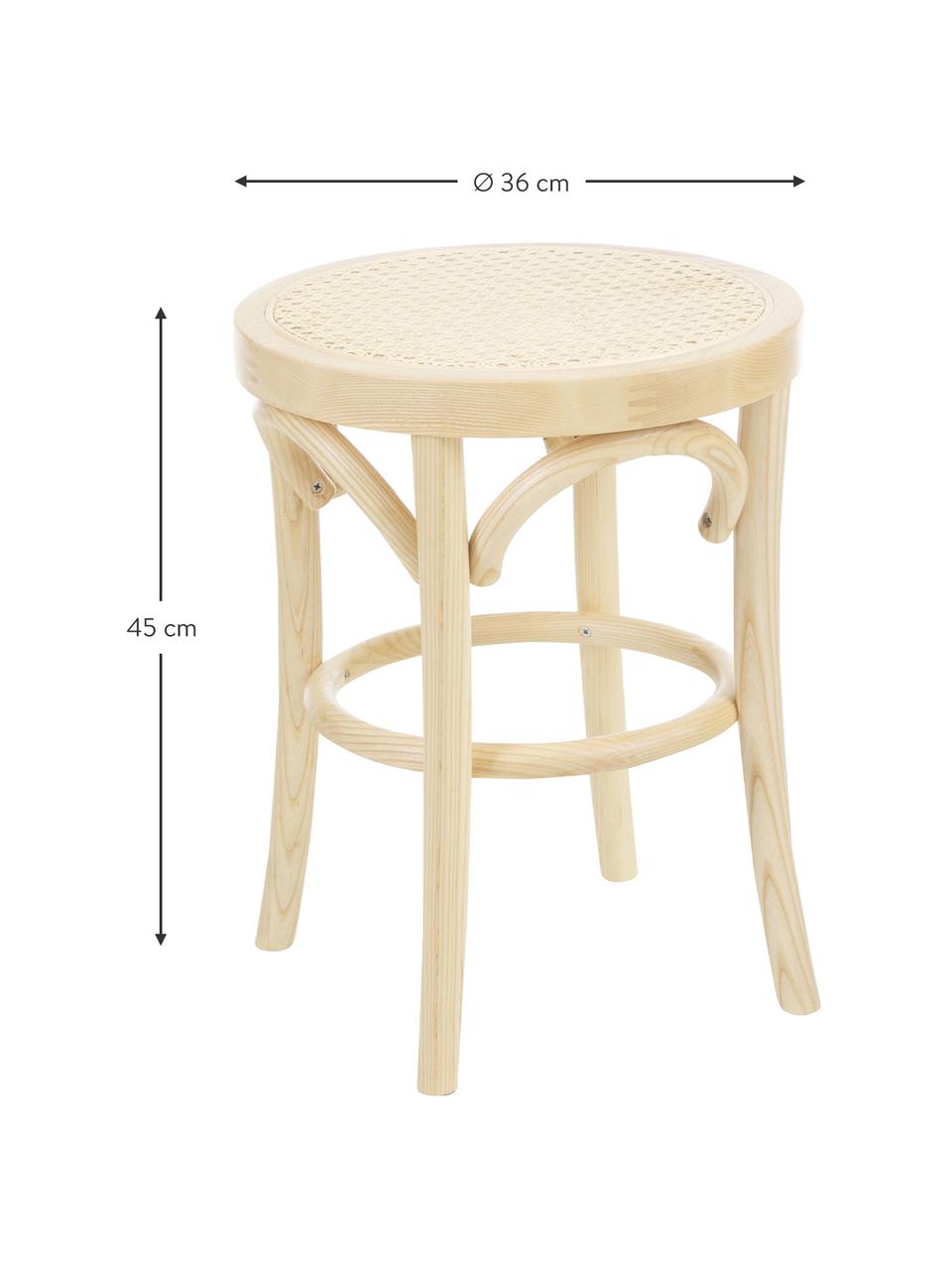 Taburete con tejido vienes Franz, Asiento: ratán, Estructura: madera de haya maciza, Madera clara, Ø 36 x Al 45 cm