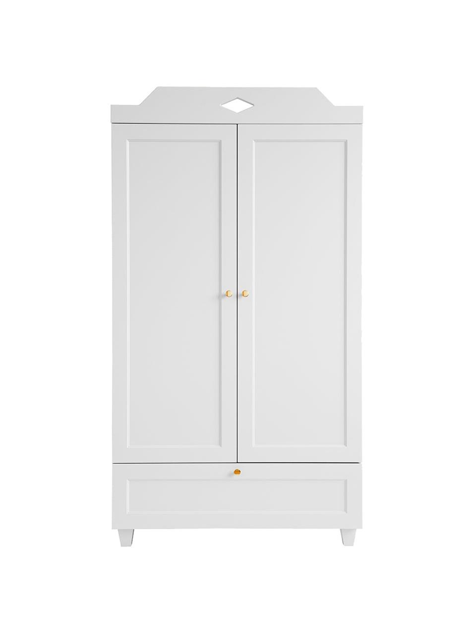 Armadietto Luca, Maniglie: ottone, Bianco, Larg. 90 x Alt. 165 cm