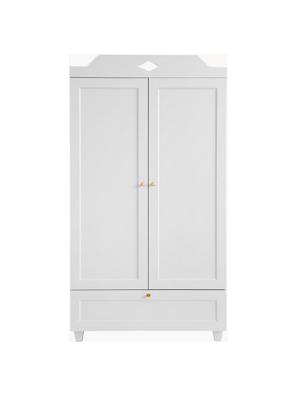 Armadietto Luca, Maniglie: ottone, Legno laccato bianco, Larg. 90 x Alt. 165 cm