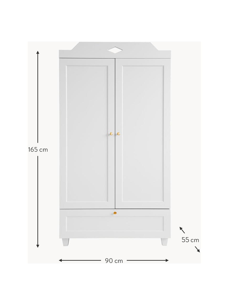 Armadietto Luca, Maniglie: ottone Questo prodotto è , Legno laccato bianco, Larg. 90 x Alt. 165 cm