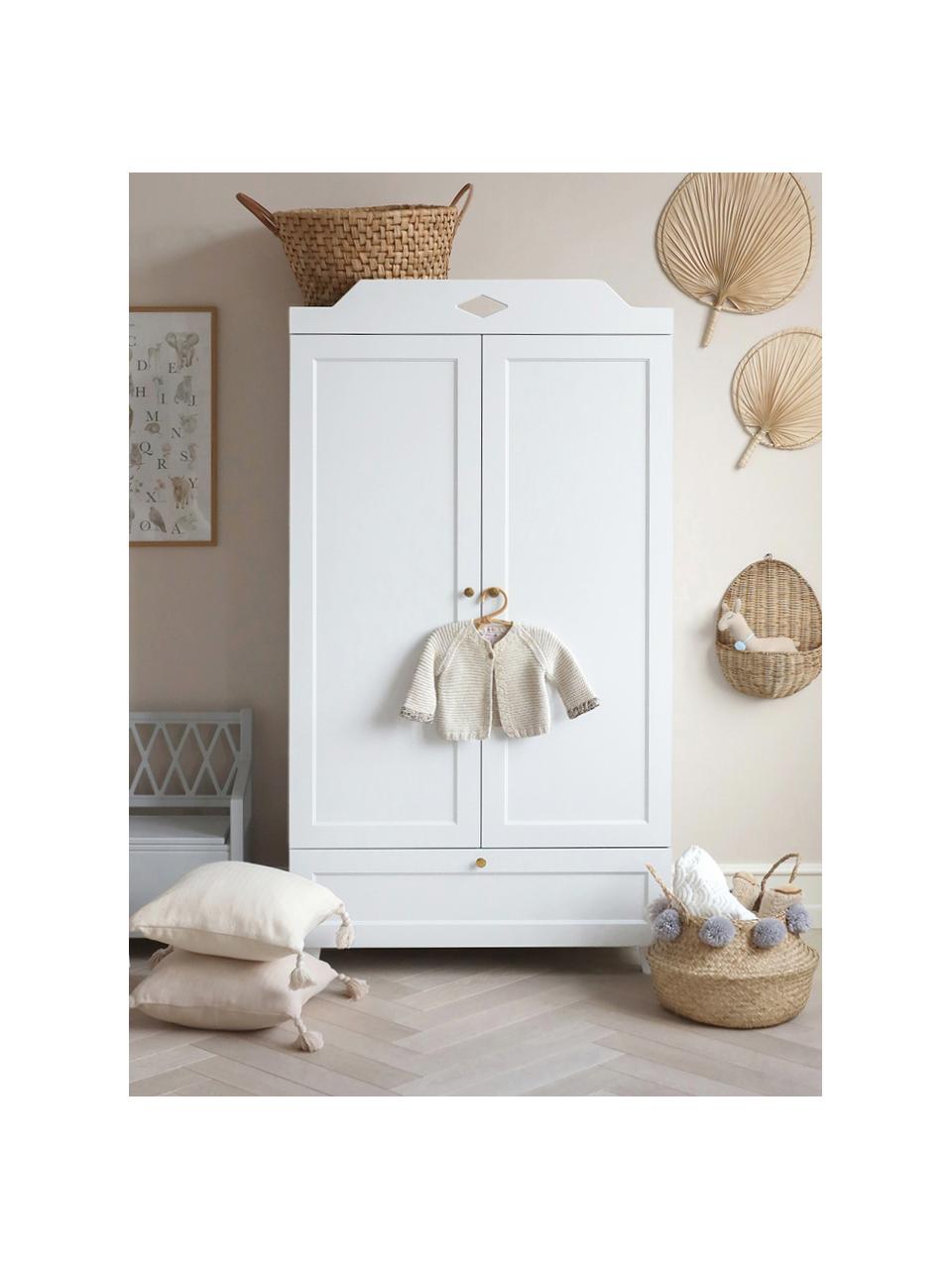 Armoire Luca, Bois blanc laqué, larg. 90 x haut. 165 cm