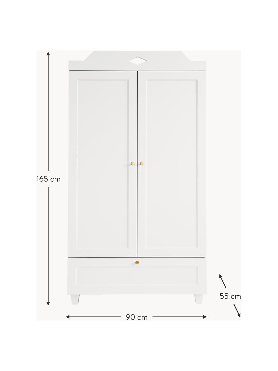 Armadietto Luca, Maniglie: ottone Questo prodotto è , Legno laccato bianco, Larg. 90 x Alt. 165 cm