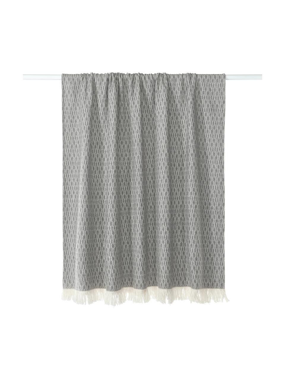 Plaid Alistair met visgraatpatroon en franjes, 80% katoen
20% polyacryl, Donkergrijs, wit, B 130 x L 170 cm