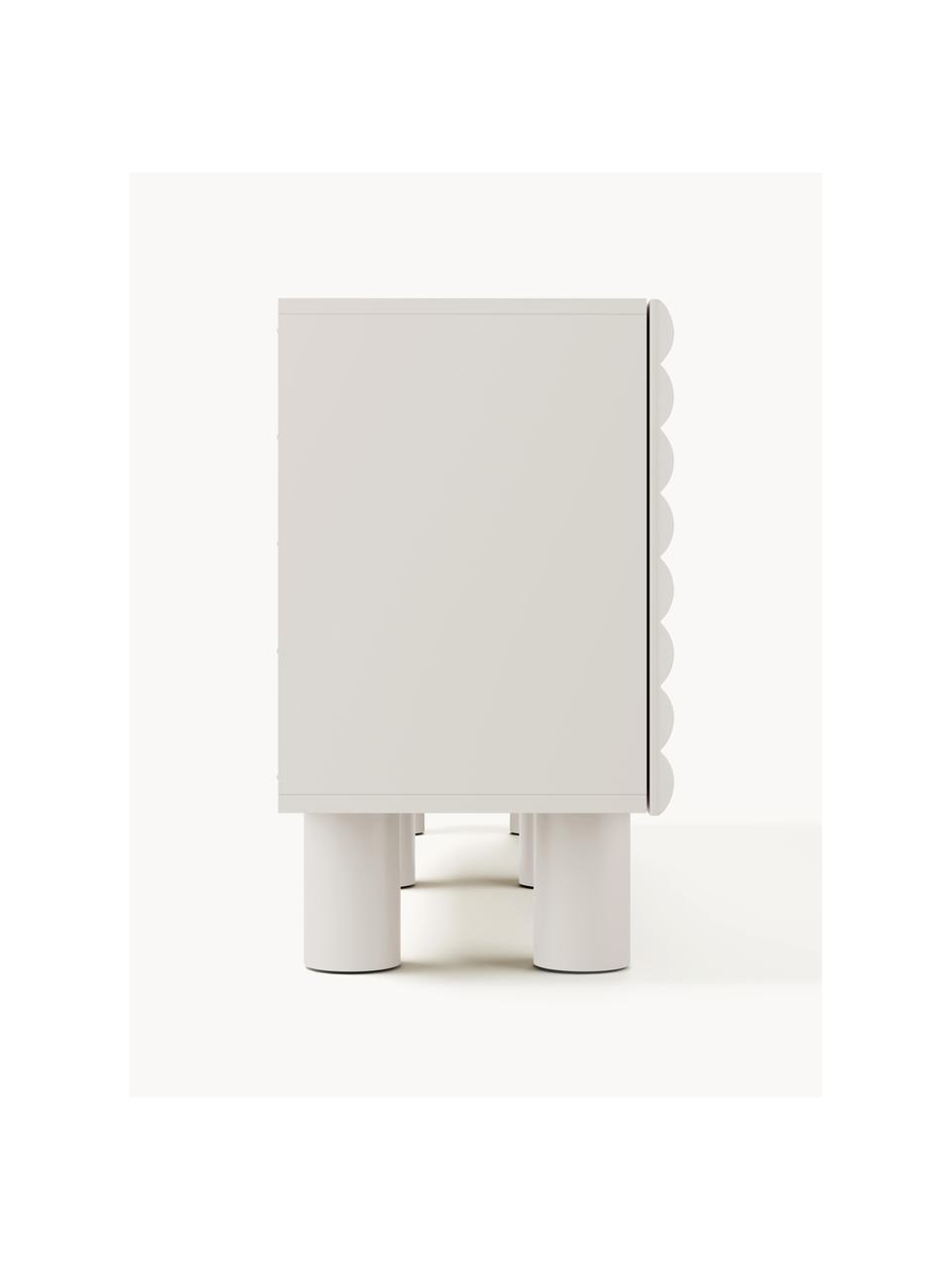 Credenza Fana, Gambe: legno di pioppo, certific, Bianco crema, Larg. 150 x Alt. 81 cm