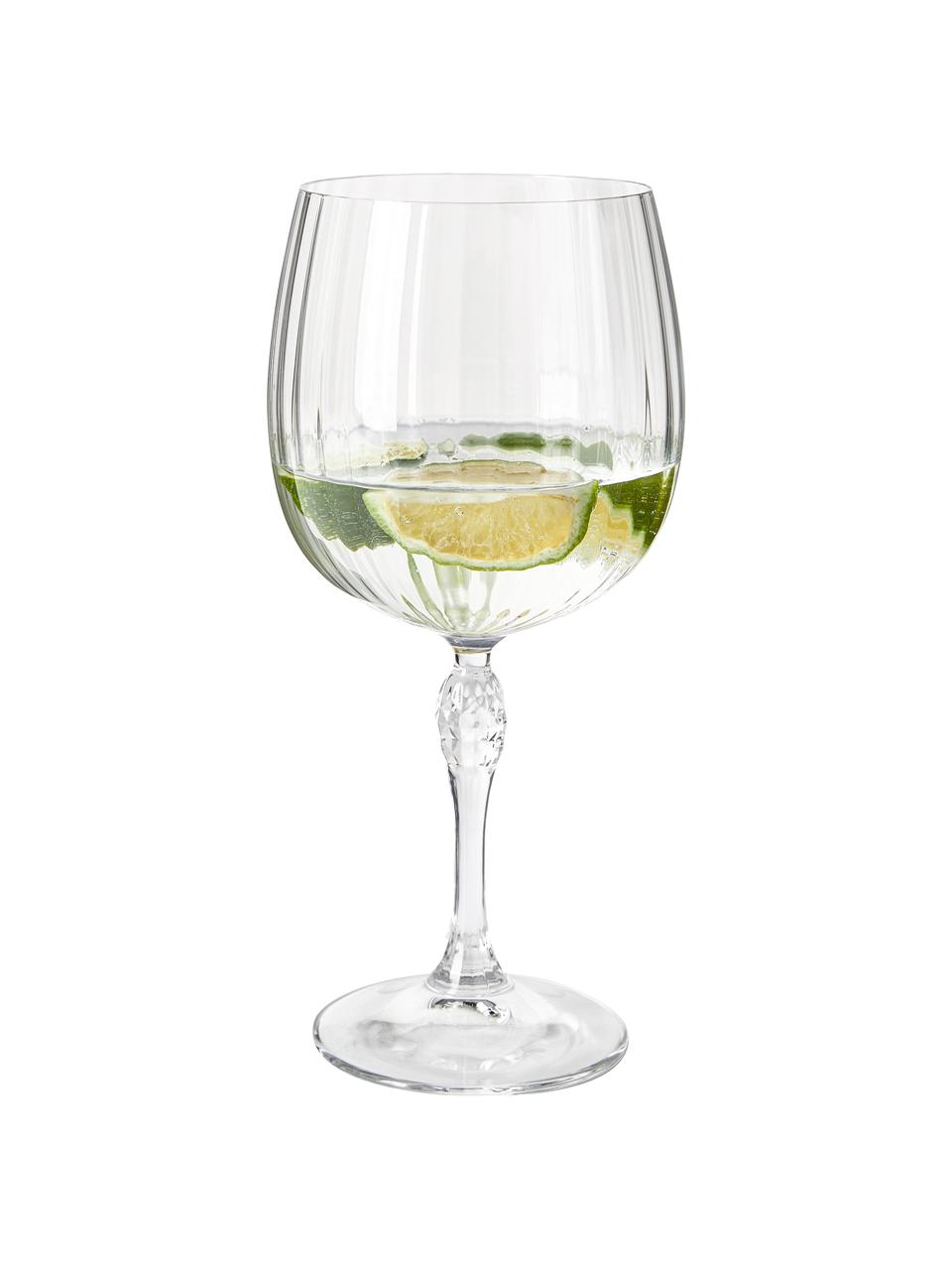 Verres à gin à texture rainurée America's Cocktail, 4 pièces, Verre, Transparent, Ø 10 x haut. 23 cm, 700 ml