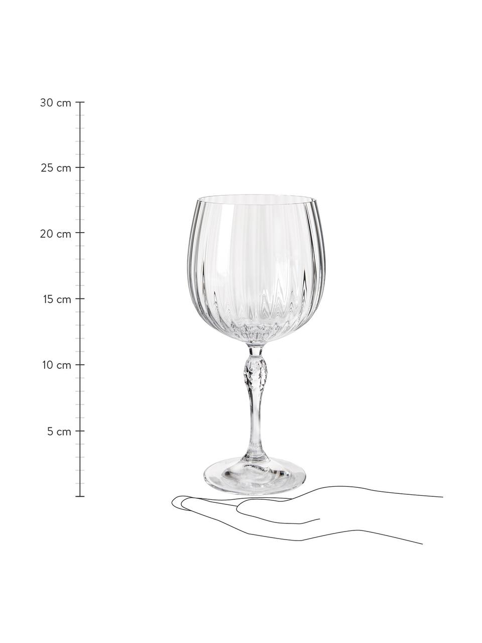Verres à gin à texture rainurée America's Cocktail, 4 pièces, Verre, Transparent, Ø 10 x haut. 23 cm, 700 ml