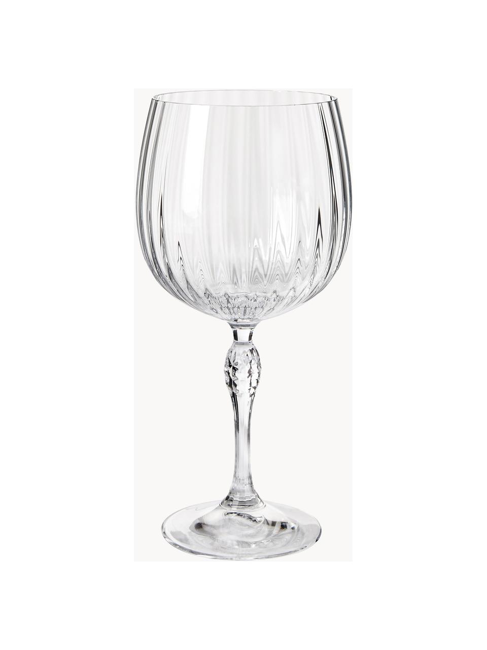 Verres à gin en verre strié America's Cocktail, 4 pièces, Verre, Transparent, Ø 10 x haut. 23 cm, 700 ml