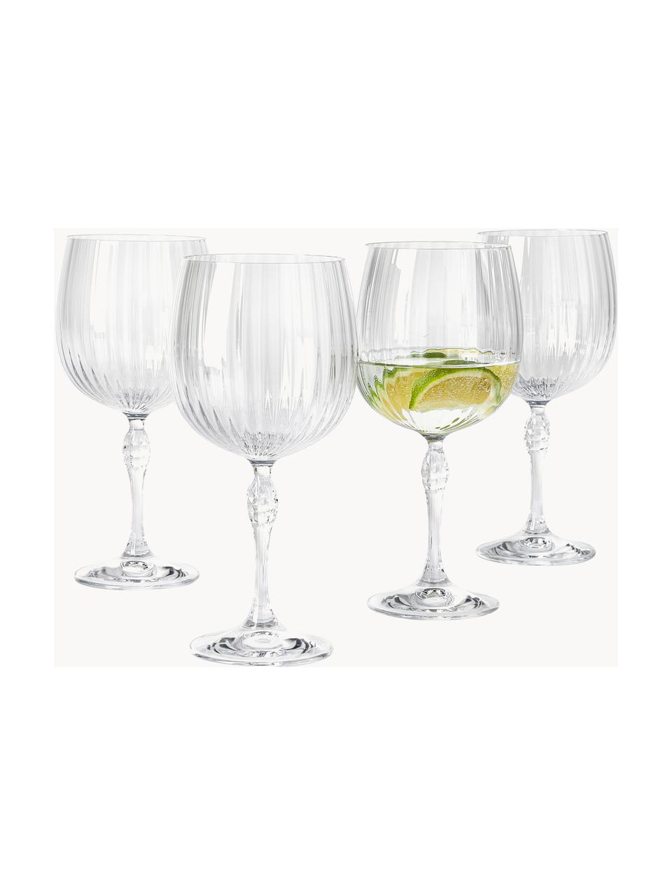 Gin glazen America's Cocktail met groefstructuur, 4 stuks, Glas, Transparant, Ø 10 x H 23 cm, 700 ml