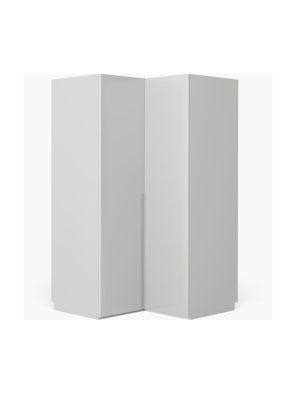 Armario esquinero modular Leon, 2 puertas (115 cm), Estructura: tablero aglomerado revest, Gris claro, Esquinero (An 115 x Al 200 cm)