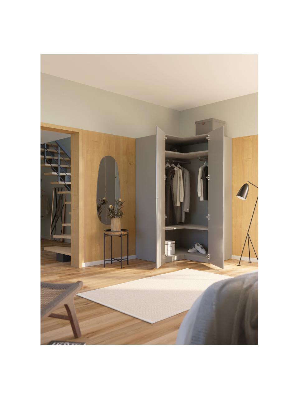 Modulaire hoekkast Leon, 115 cm breed, Lichtgrijs, Hoekmodule, B 115 x H 200 cm