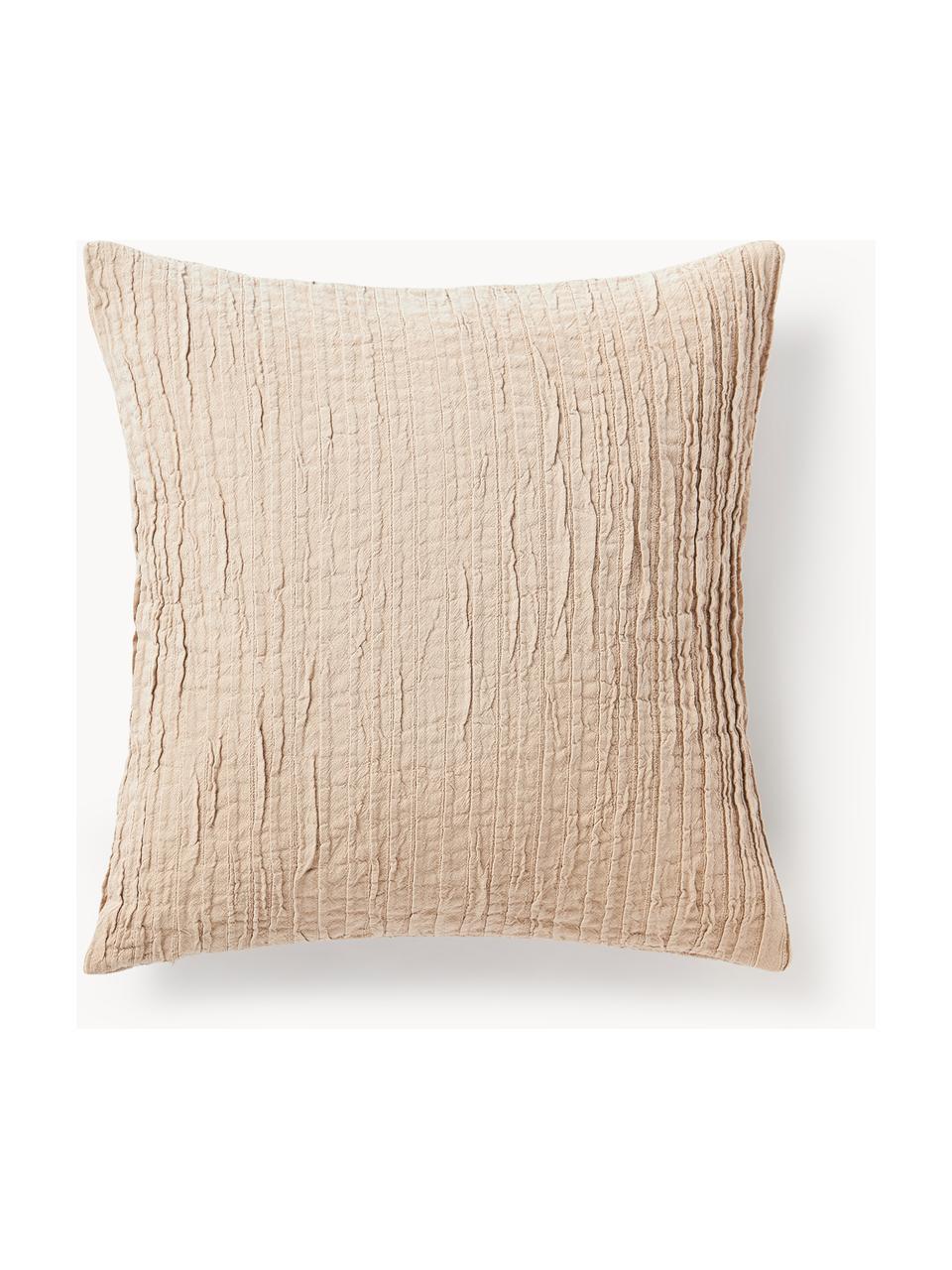 Katoenen kussenhoes Artemis met plissé-patroon, 99% katoen, 1% polyester, Beige, B 50 x L 50 cm