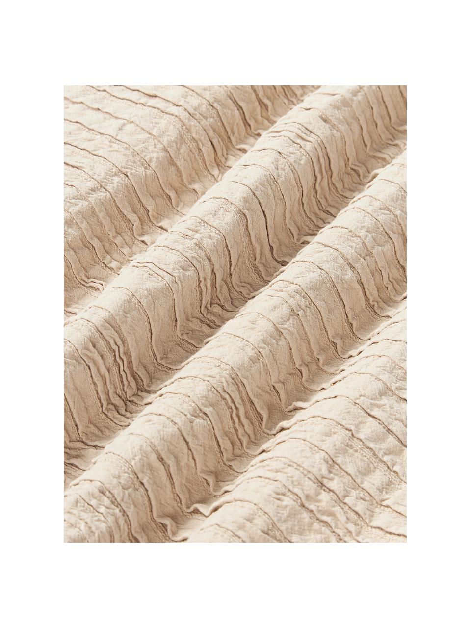 Housse de coussin en coton avec motif plissé Artemis, 99 % coton, 1 % polyester, Beige, larg. 50 x long. 50 cm