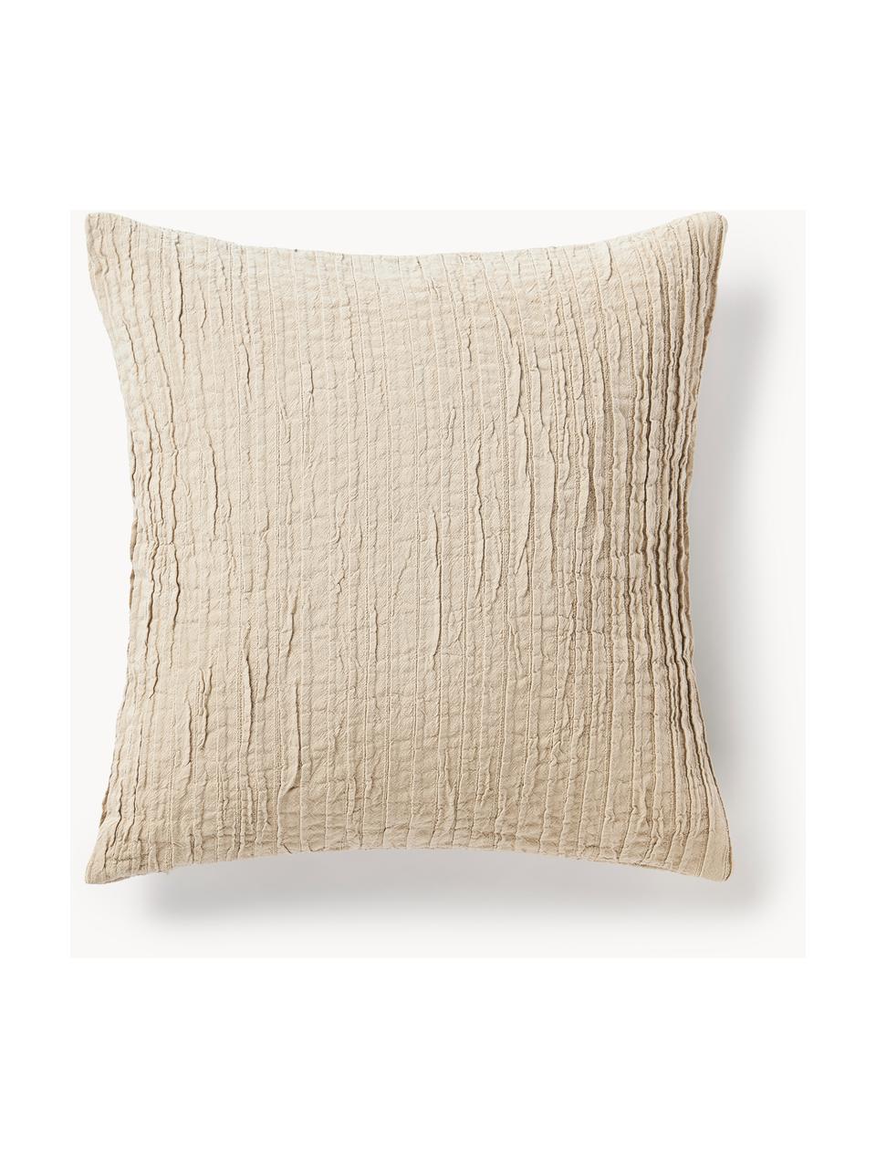 Katoenen kussenhoes Artemis met plissé-patroon, 99% katoen, 1% polyester, Beige, B 50 x L 50 cm