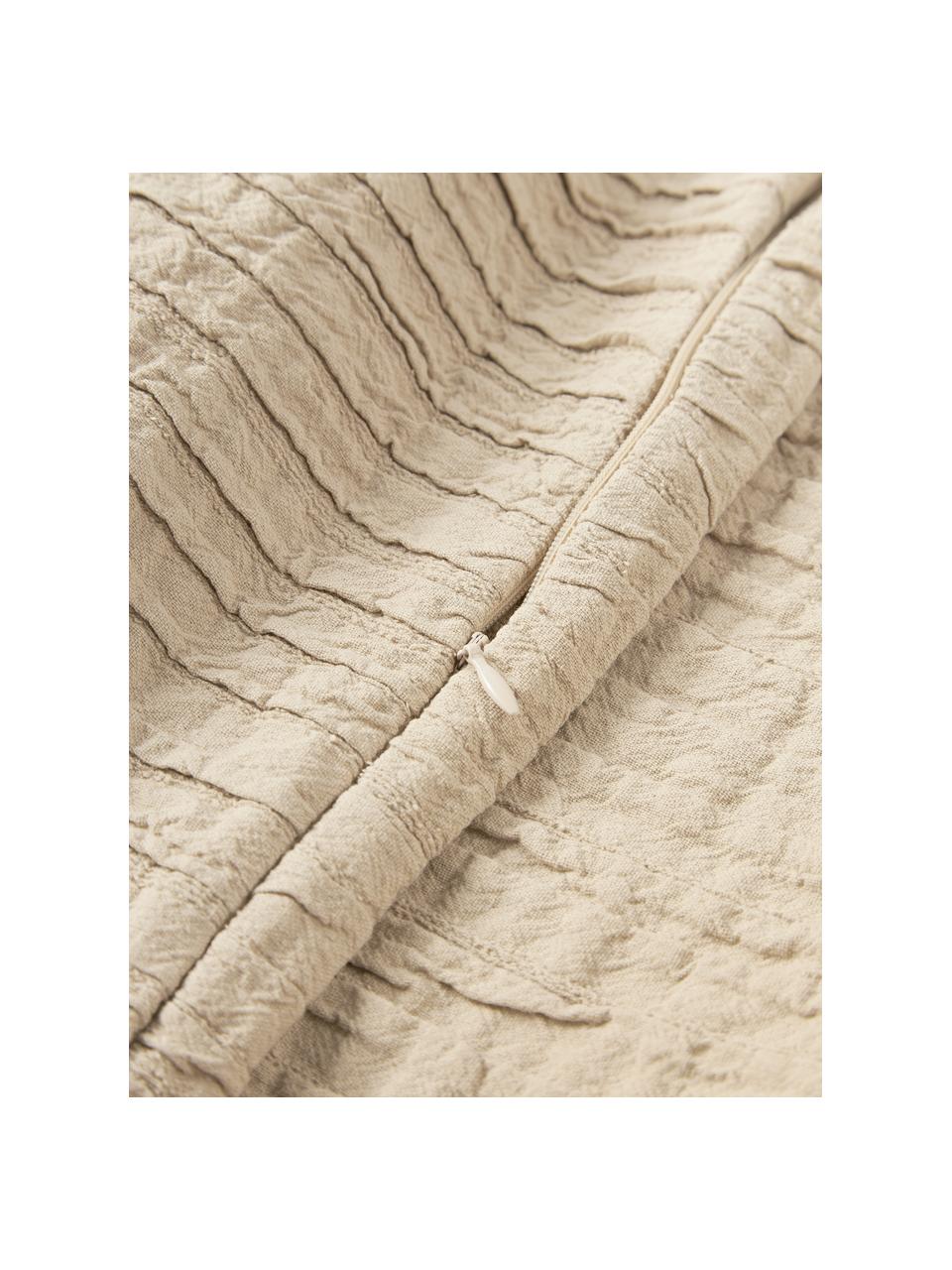 Katoenen kussenhoes Artemis met plissé-patroon, 99% katoen, 1% polyester, Beige, B 50 x L 50 cm