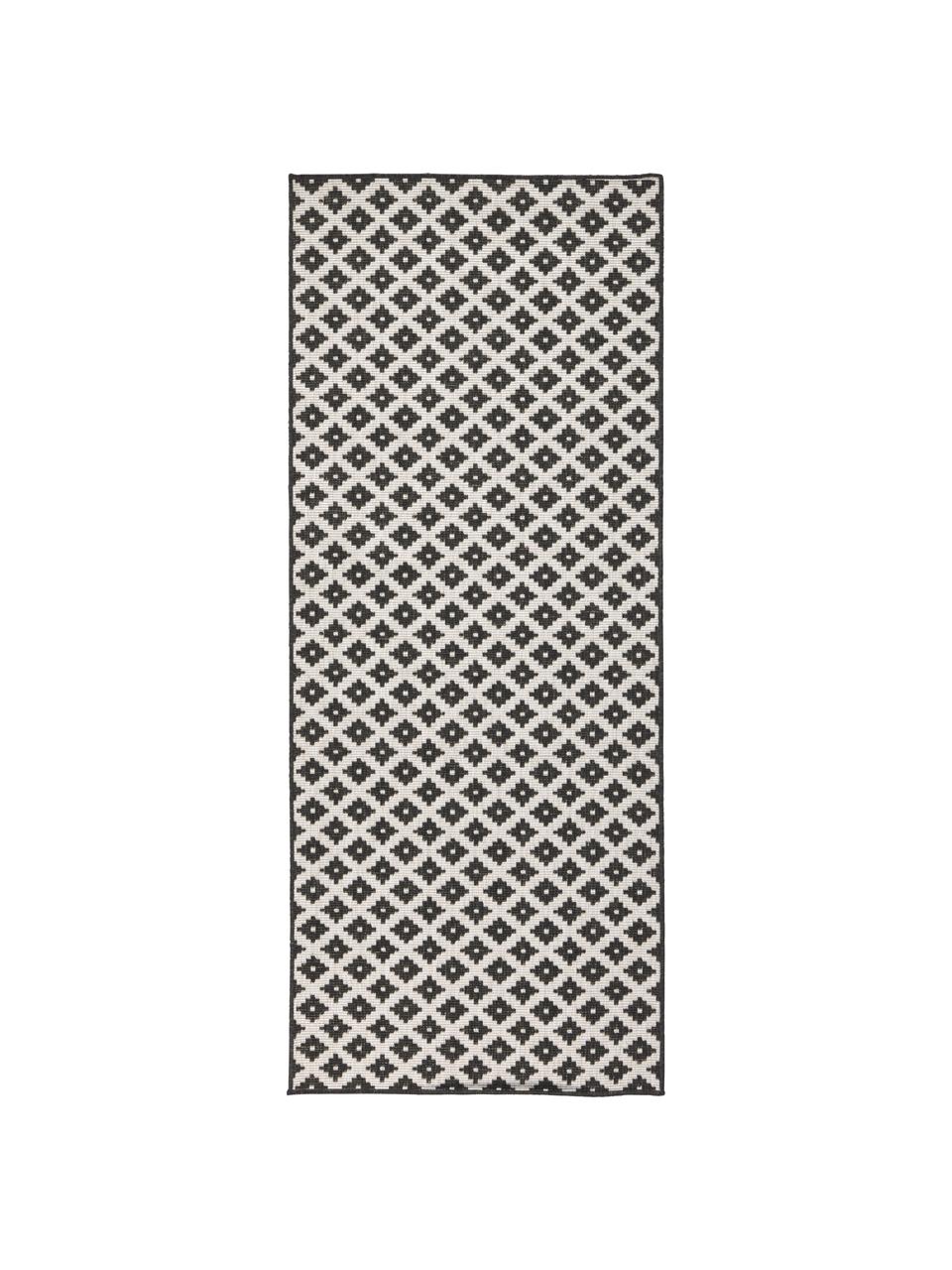 Dwustronny chodnik wewnętrzny/zewnętrzny Nizza, Czarny, odcienie kremowego, S 80 x D 250 cm