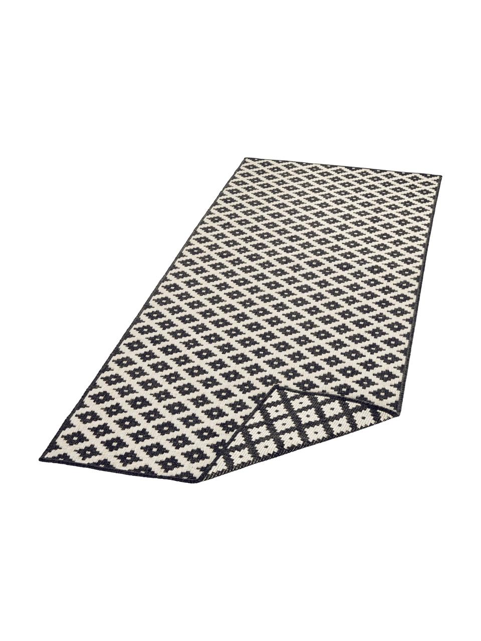 Tapis d'extérieur noir crème Nizza, Noir, couleur crème