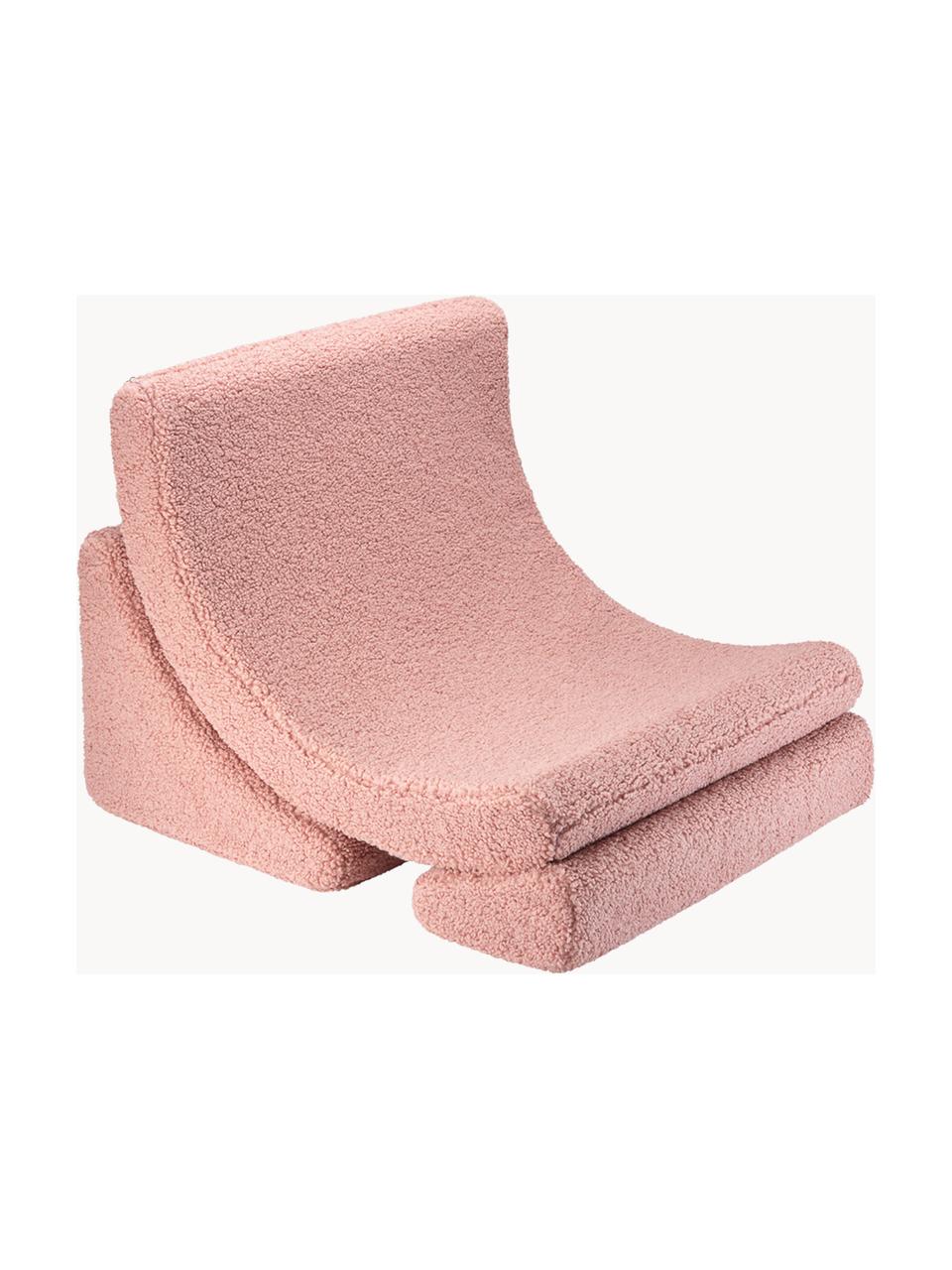 Fauteuil en peluche pour enfant Moon, 3 élém., Peluche rose pâle, larg. 55 x prof. 80 cm