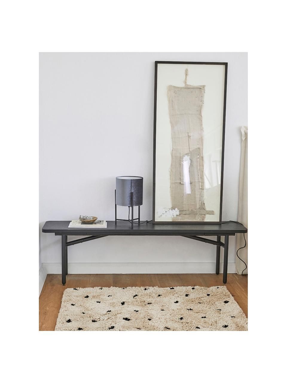 Zacht hoogpolig vloerkleed Ayana, met stippels, Bovenzijde: 100% polyester, Onderzijde: 100% katoen, Beige, zwart, B 300 x L 400 cm