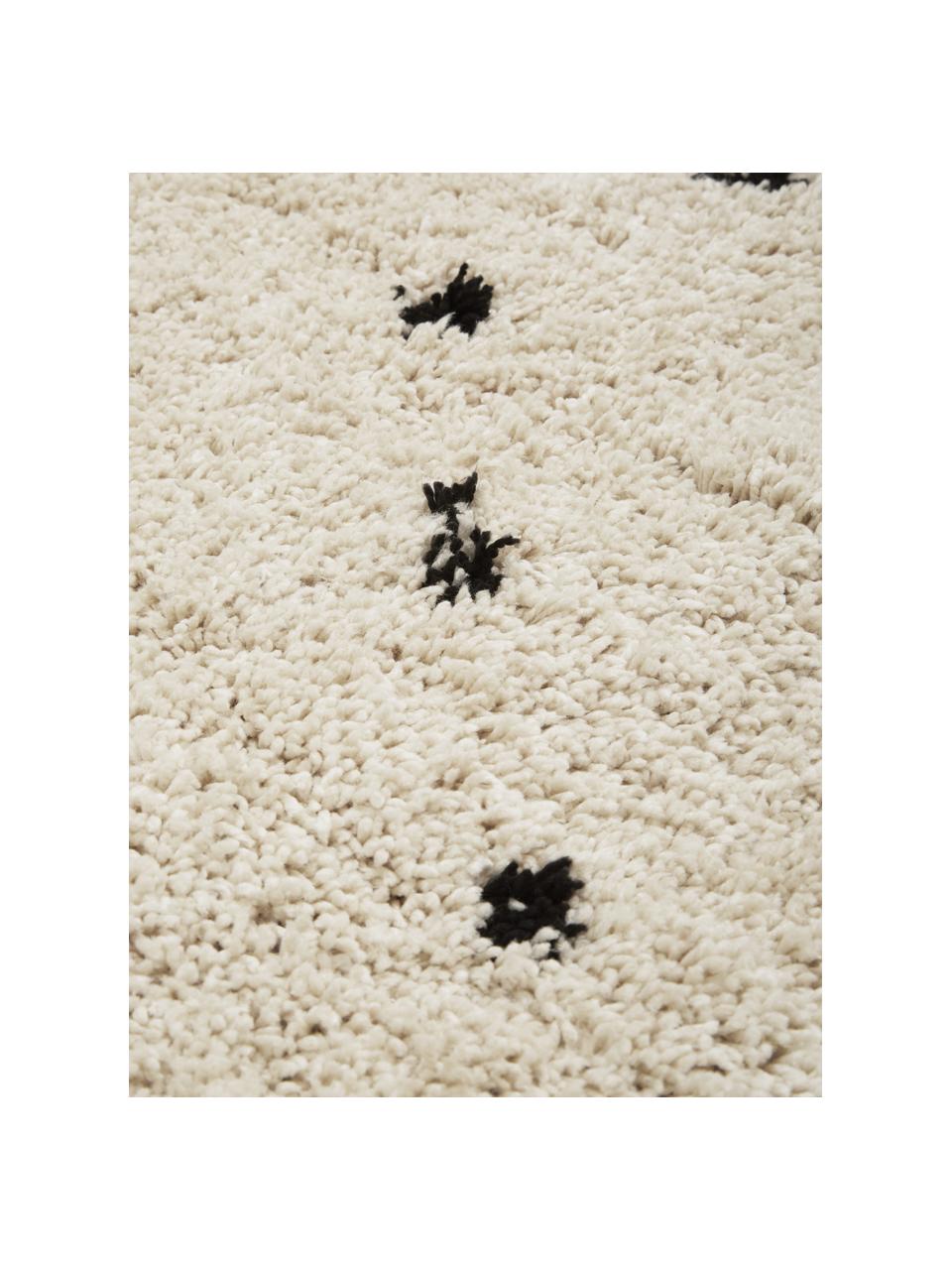 Flauschiger Hochflor-Teppich Ayana, gepunktet, Flor: 100% Polyester, Beige & Schwarz, gepunktet, B 80 x L 150 cm (Größe XS)