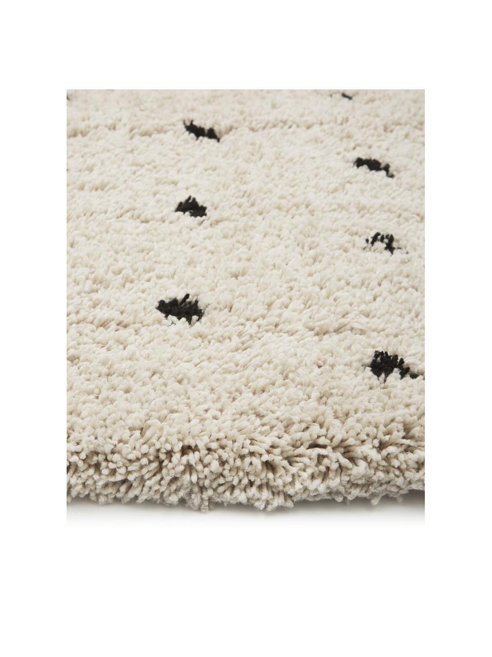 Puszysty dywan z długim włosiem Ayana, Beżowy, czarny, w kropki, S 80 x D 150 cm (Rozmiar XS)