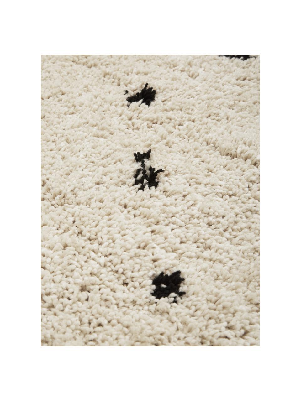 Flauschiger Hochflor-Teppich Ayana, gepunktet, Flor: 100 % Polyester, Hellbeige, Schwarz, B 300 x L 400 cm