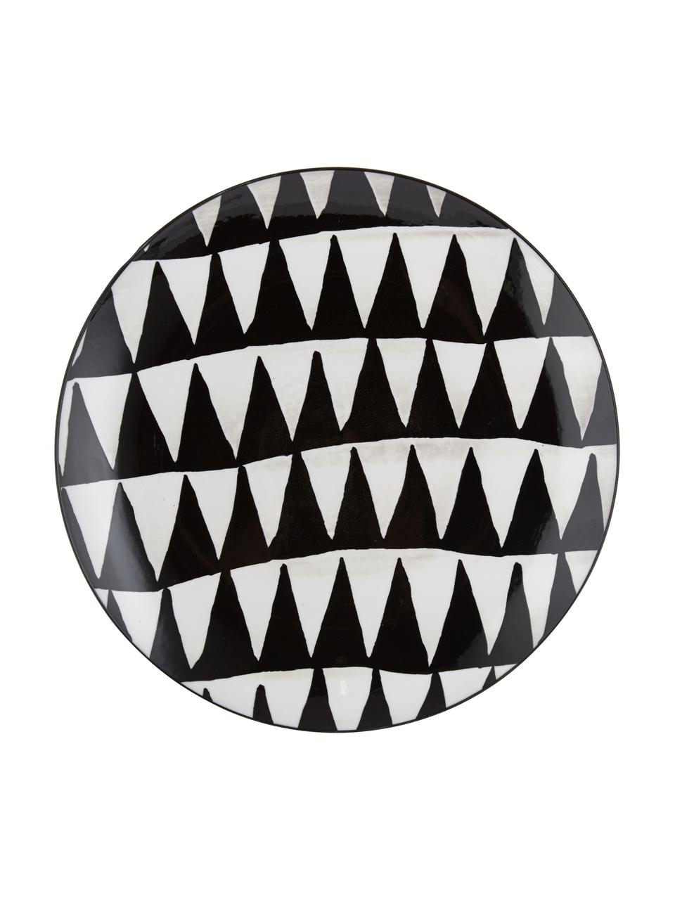 Serviesset met patroon Mokala in zwart/wit, 6 personen (18-delig), Porselein, Zwart, wit, Set met verschillende formaten