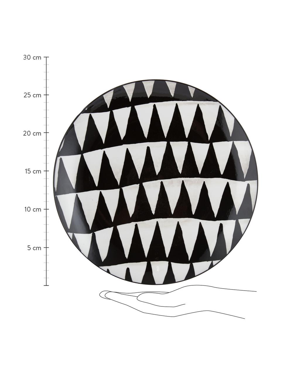 Serviesset met patroon Mokala in zwart/wit, 6 personen (18-delig), Porselein, Zwart, wit, Set met verschillende formaten