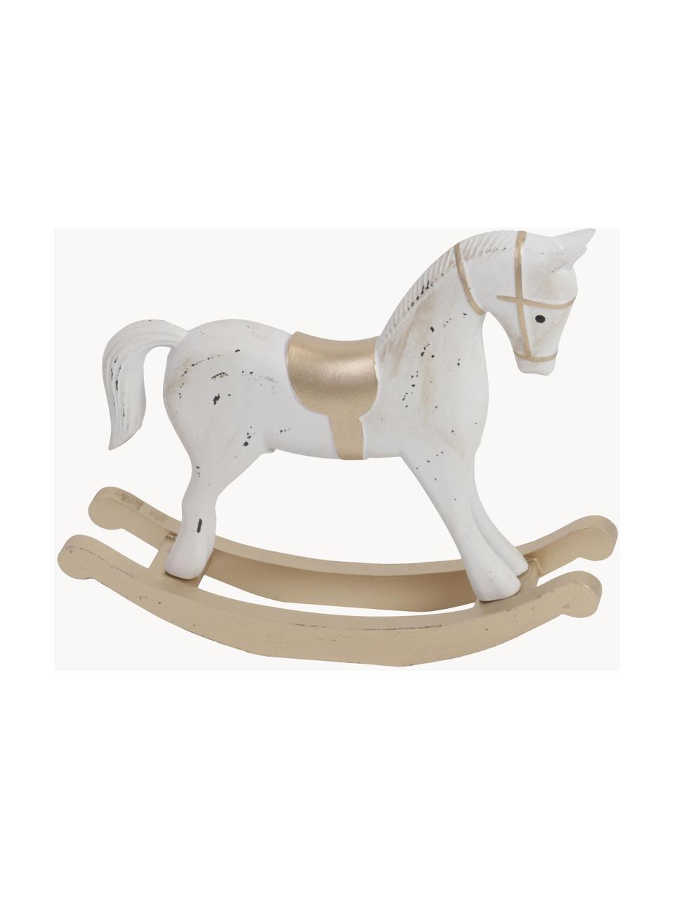 Decoratief figuurtje Horse, Gecoat MDF, Wit, beige, goudkleurig, B 38 cm x H 32 cm