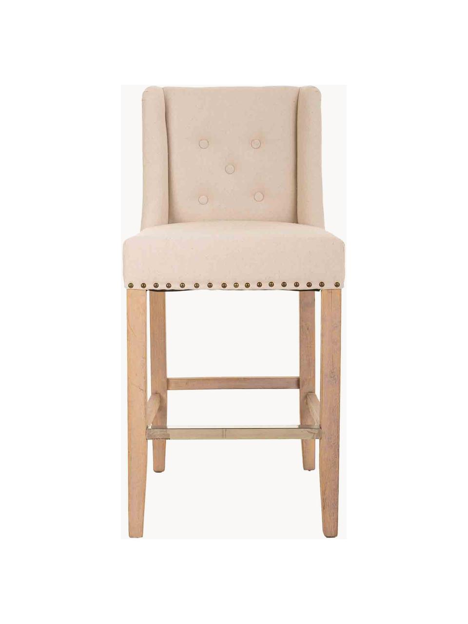 Barová stolička vo vintage štýle Alarick, Drevo, béžová, mosadzné odtiene, Š 48 x V 104 cm