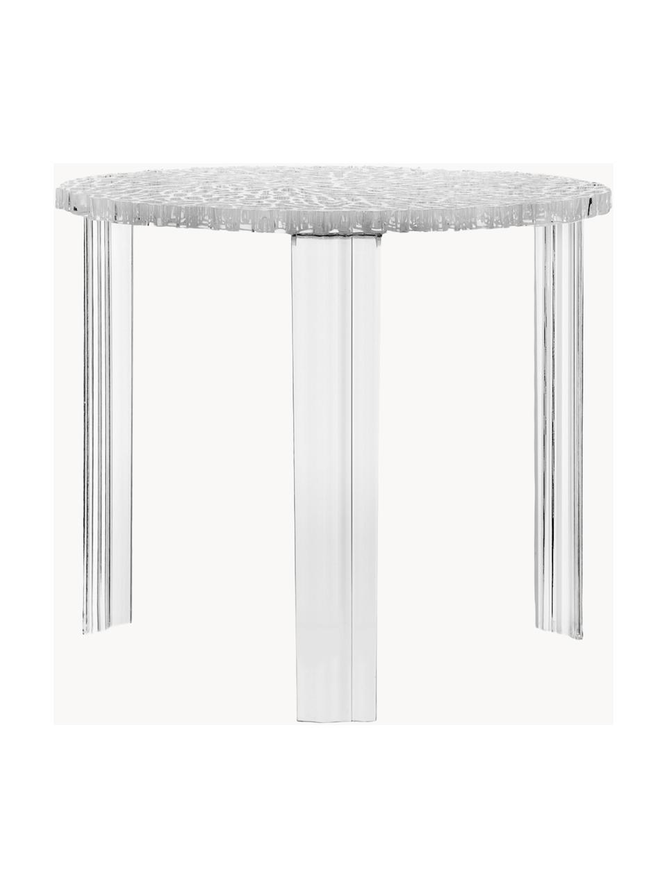 Tavolino rotondo da interno-esterno T-Table, Vetro acrilico, Trasparente, Ø 50 x Alt. 44 cm