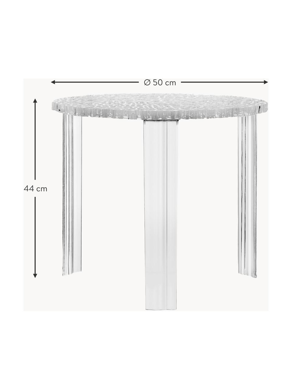 Kulatý interiérový/exteriérový odkládací stolek T-Table, Akrylátové sklo, Transparentní, Ø 50 cm, V 44 cm