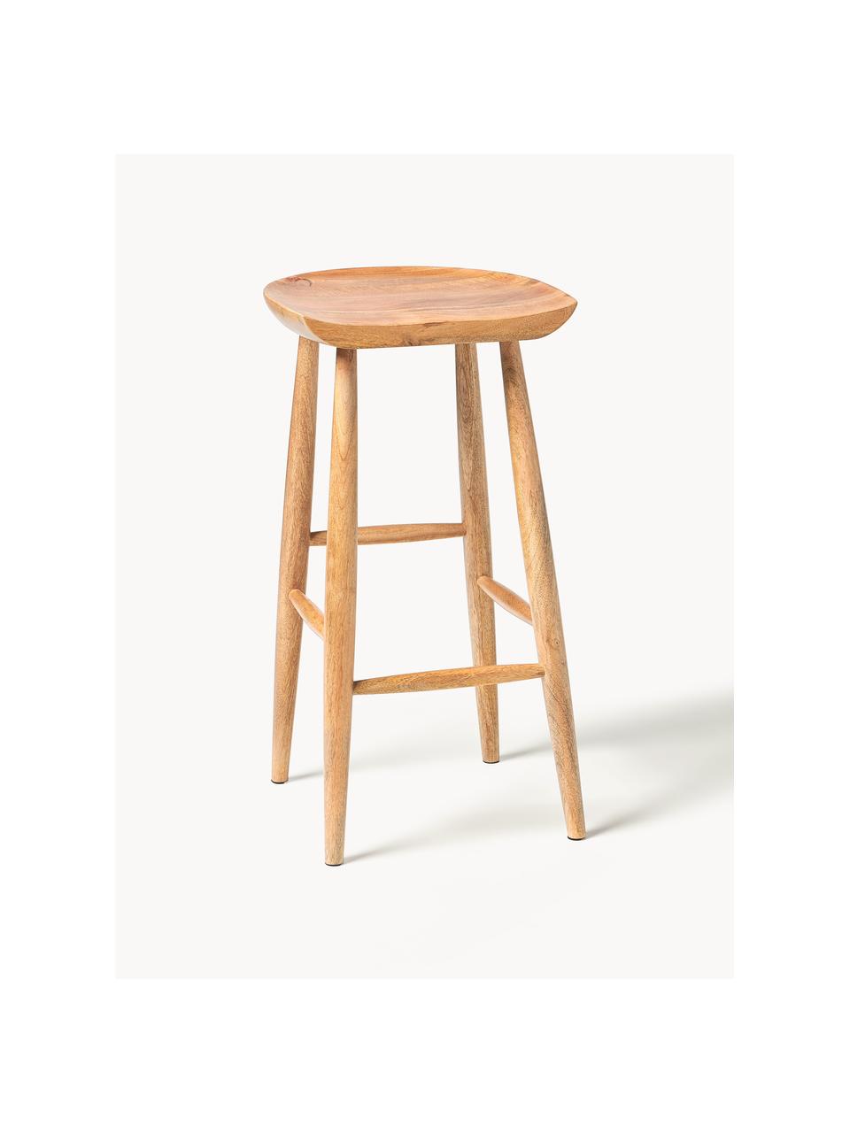 Tabouret de bar en bois de manguier Nino, Bois de manguier, enduit, Manguier, larg. 40 x haut. 78 cm