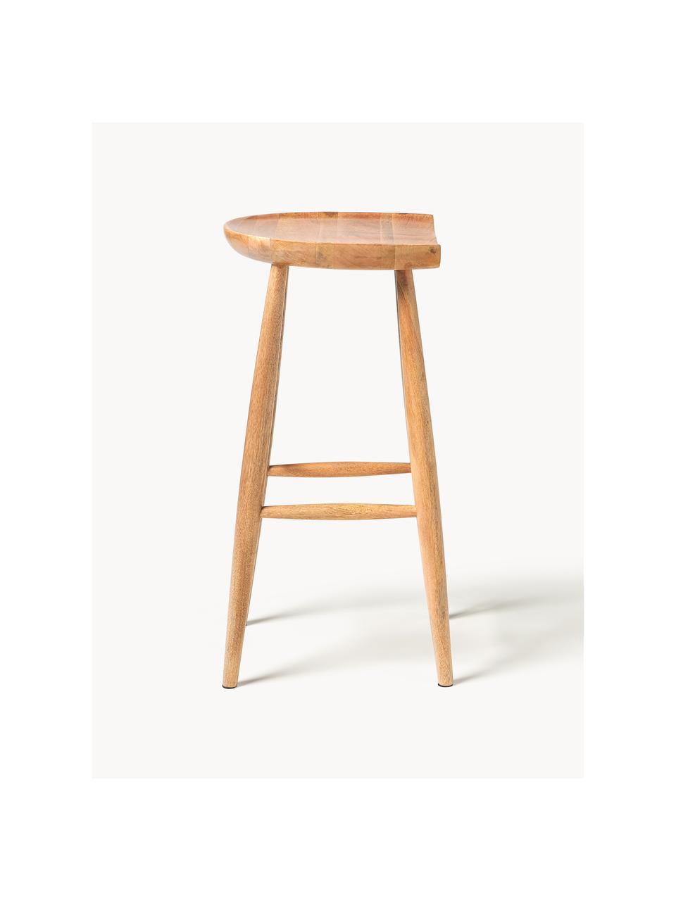 Tabouret de bar en bois de manguier Nino, Bois de manguier, enduit, Manguier, larg. 40 x haut. 78 cm