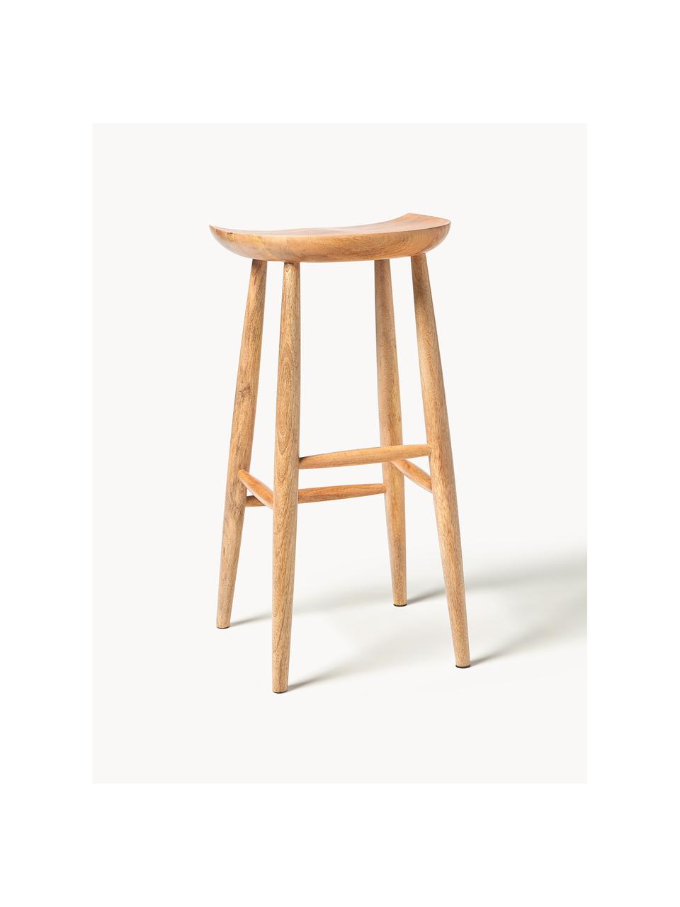 Tabouret de bar en bois de manguier Nino, Bois de manguier, enduit, Manguier, larg. 40 x haut. 78 cm