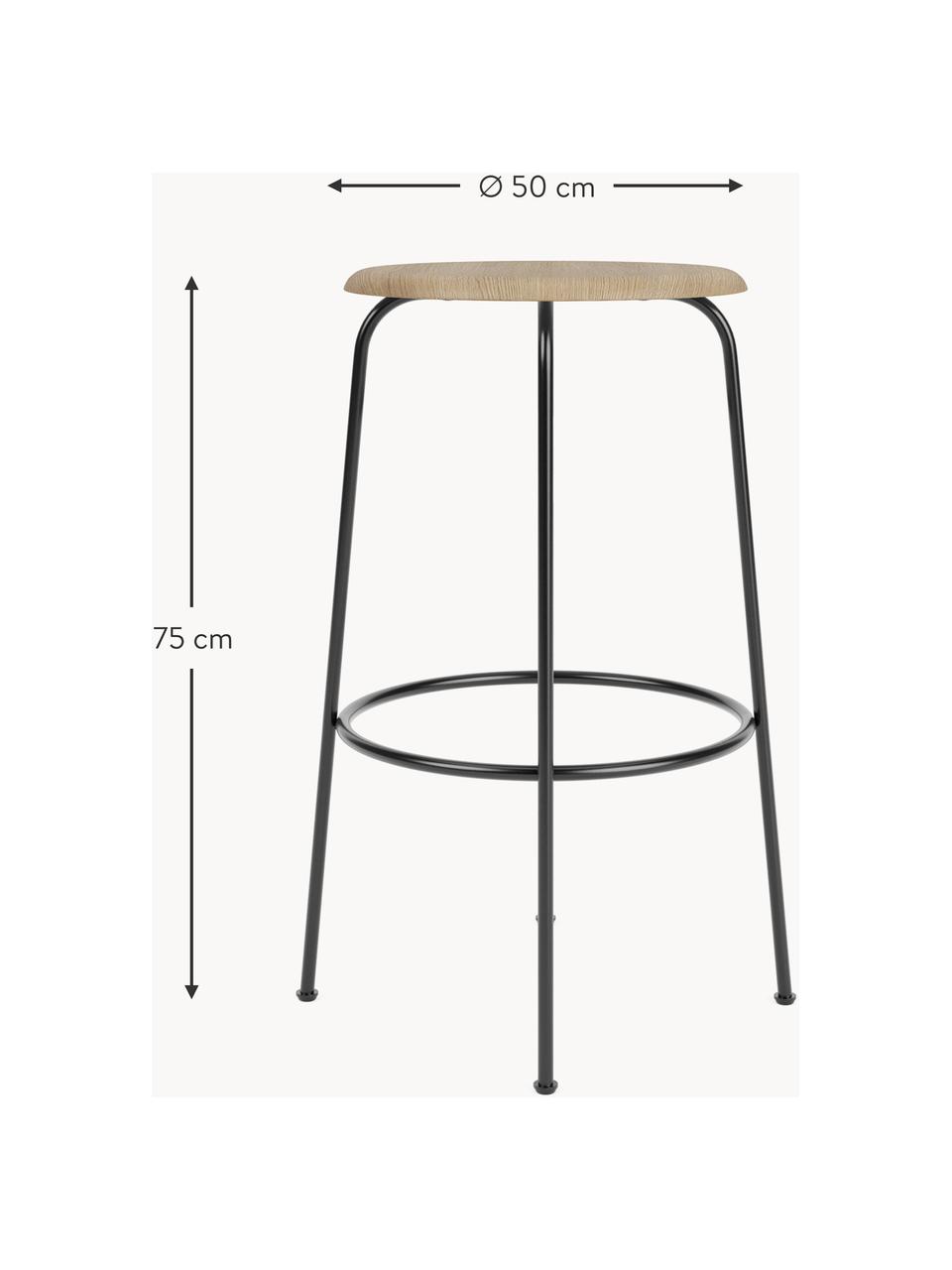 Tabouret de comptoir Afteroom, Bois, cadre noir, Ø 50 x haut. 75 cm